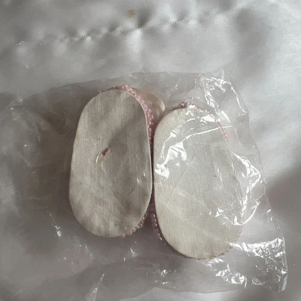 Vintage Pink Beaded Baby‎ Girl Shoes Ornaments 2 Pack Sealed Baby Shower Crafts